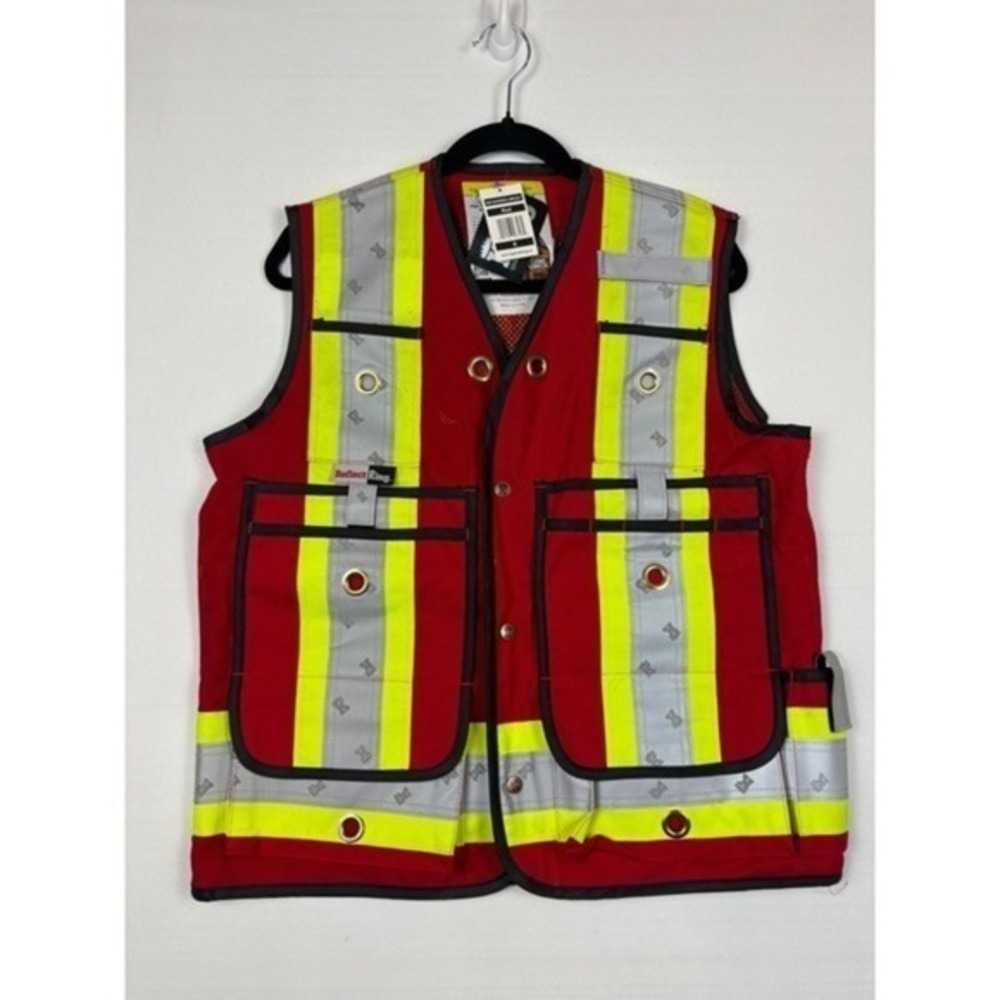 Big K Clothing Safety Vest Size S Red Mesh Reflective High Visibility